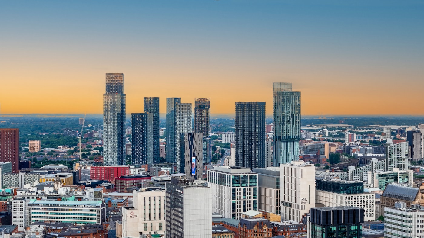Manchester skyline aerial view