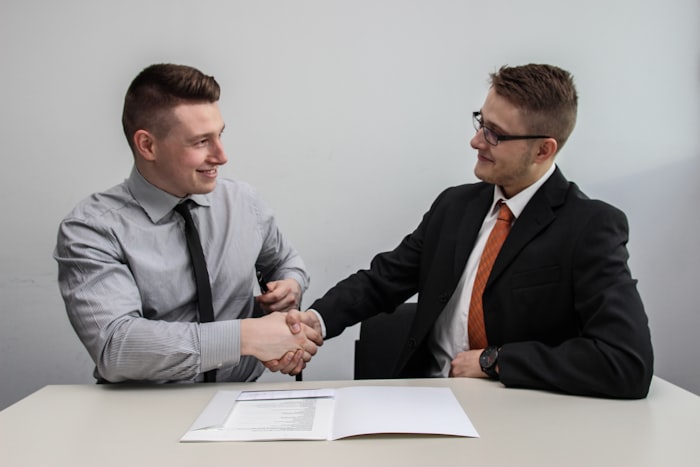Business professionals shaking hands