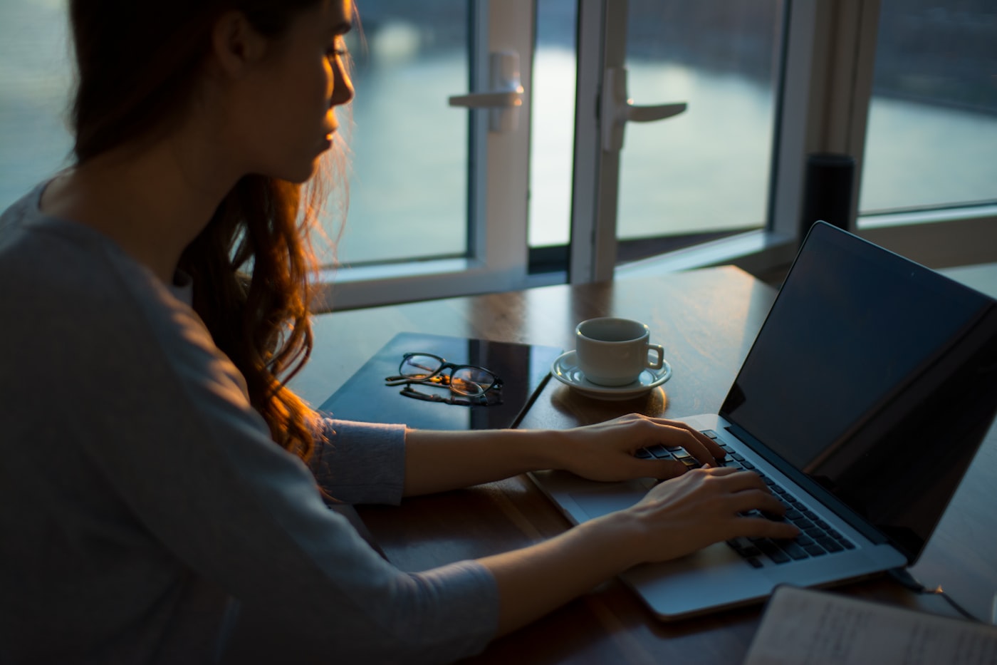 Freelancer working at laptop