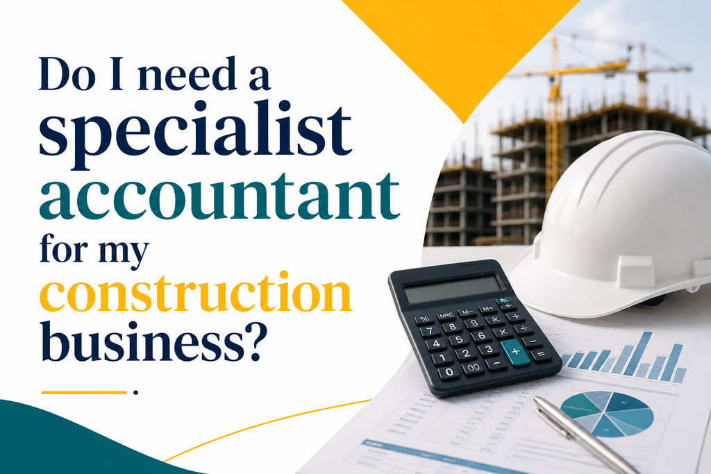 construction accountant reviewing business finances